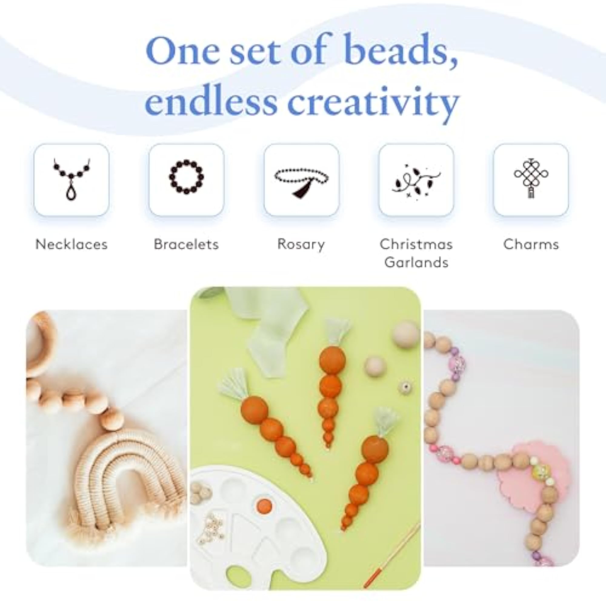 Large Wooden Beads for Crafts - Pack of 12